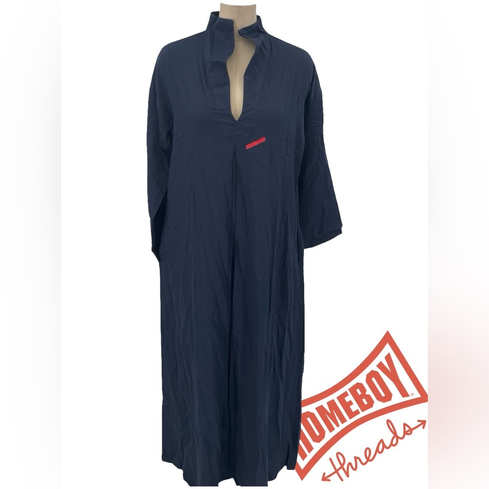 Ocean+main Navy Kaftan Dress